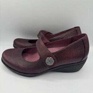 Dansko Women's Adelle Mary Jane Wedge Shoes Burgundy Leather Size 40 NEW!!!